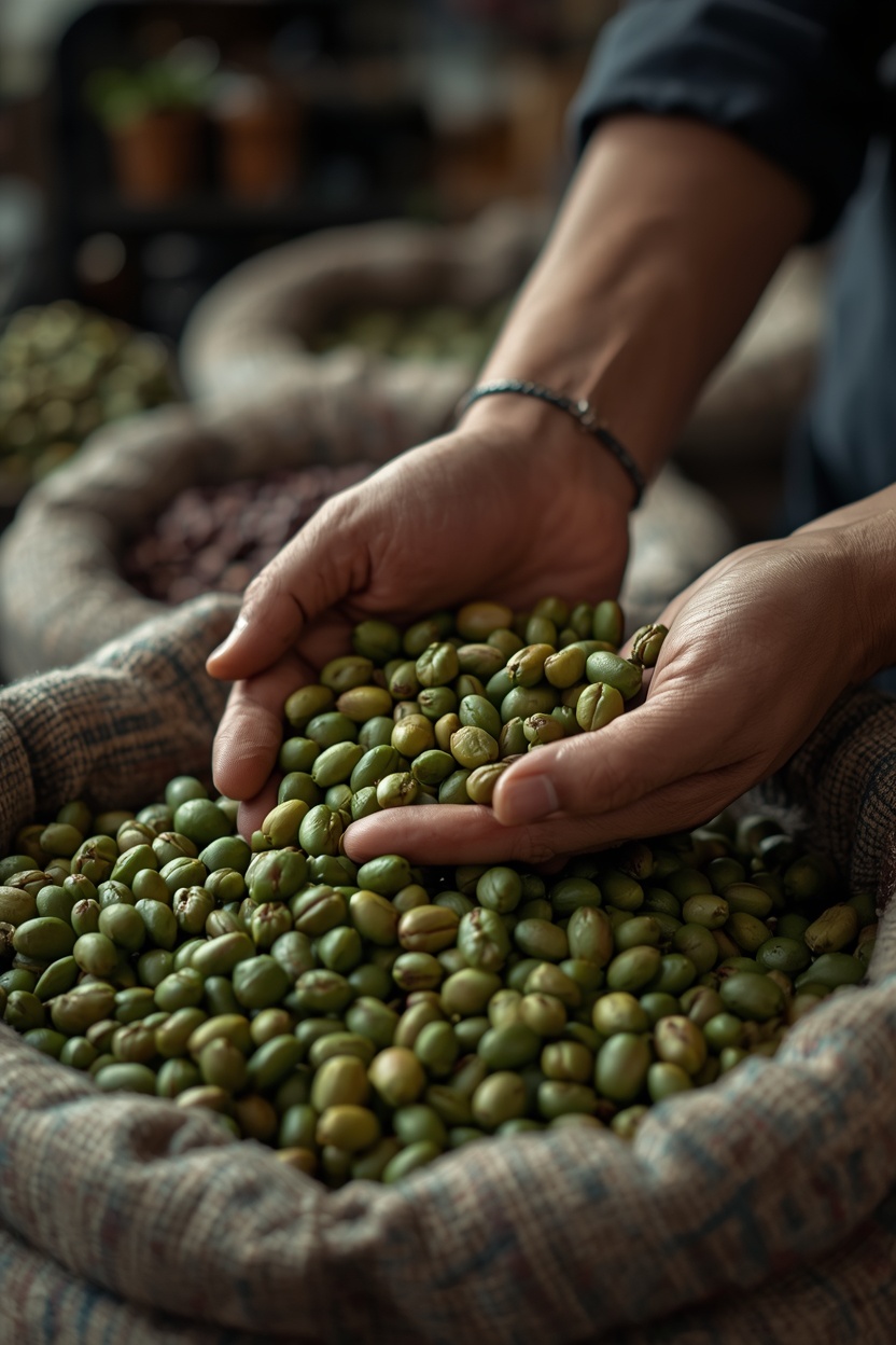 Caffè verde colombiano, selezione, sacchi e tracciabilità della filiera